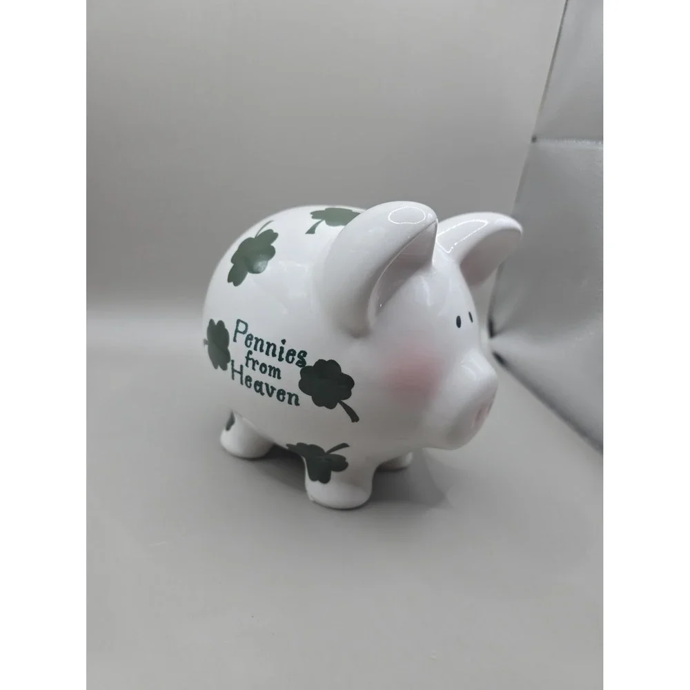 Russ Vtg Celtic Blessings Pennies From Heaven Bank Stoneware New No Box Piggy